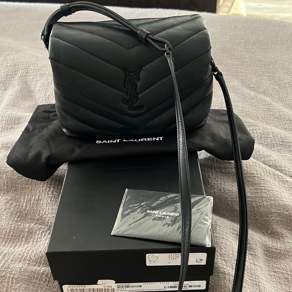 SAINT LAURENT Loulou Toy Matelasse Calfskin Shoulder Bag, Black Hardware